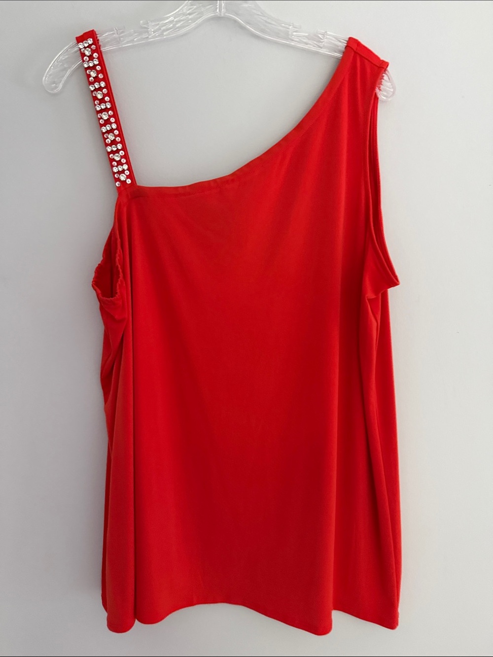 INC International Concepts One-Shoulder Red Top with Embellished Strap